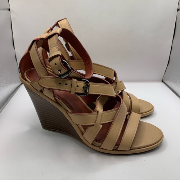 Coach Dawn Open Toe Leather Wedge Sandal size 7B - Picture 2 of 11